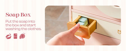 Robotime Robud Kids Corner Kitchen Playset Wooden Play Kitchen Set with Realistic Sound Pretend Play Gift for Boys Girls Pink - ZOOMNSTORE