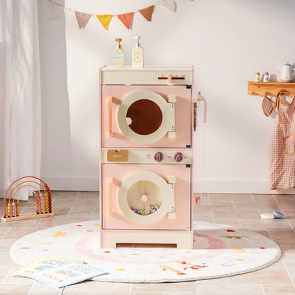 Robotime Robud Kids Corner Kitchen Playset Wooden Play Kitchen Set with Realistic Sound Pretend Play Gift for Boys Girls Pink - ZOOMNSTORE