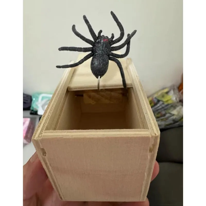 Halloween Prank Scare Box - Wooden Trick Spider Decoration - ZOOMNSTORE