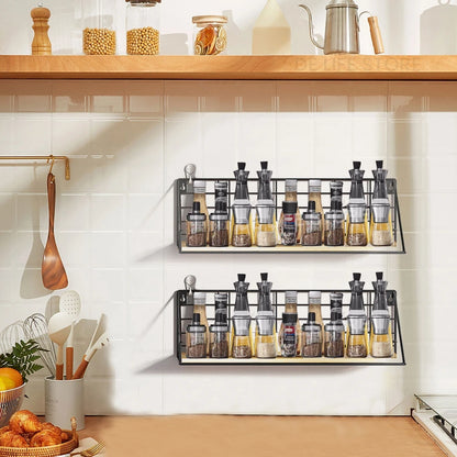 Wooden Spice Rack - Wall-Mounted Kitchen Organizer for Spice Jars - ZOOMNSTORE