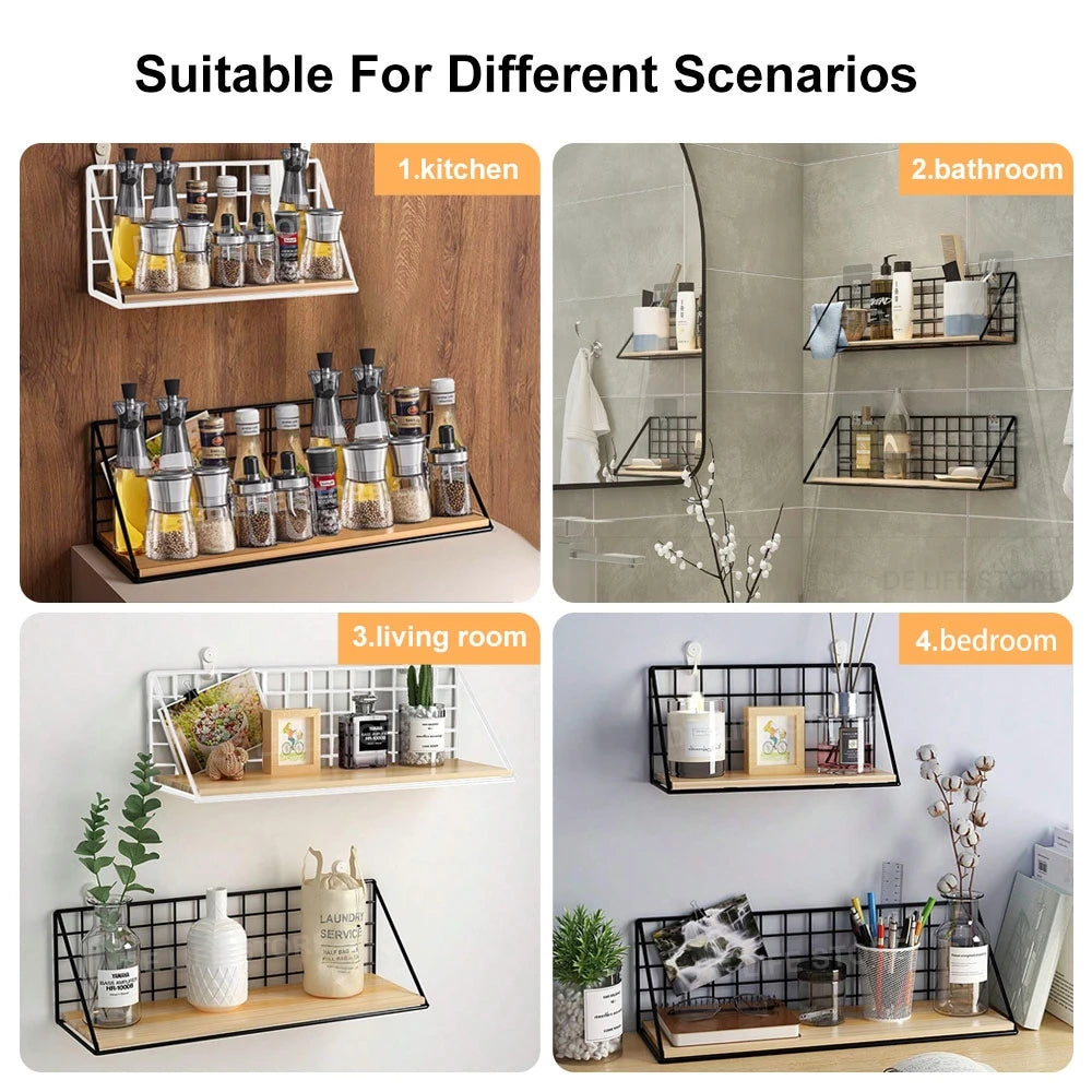 Wooden Spice Rack - Wall-Mounted Kitchen Organizer for Spice Jars - ZOOMNSTORE