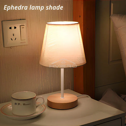 Wooden USB Table Lamp - Modern Bedside Nightstand Light with Cylinder Shade - ZOOMNSTORE
