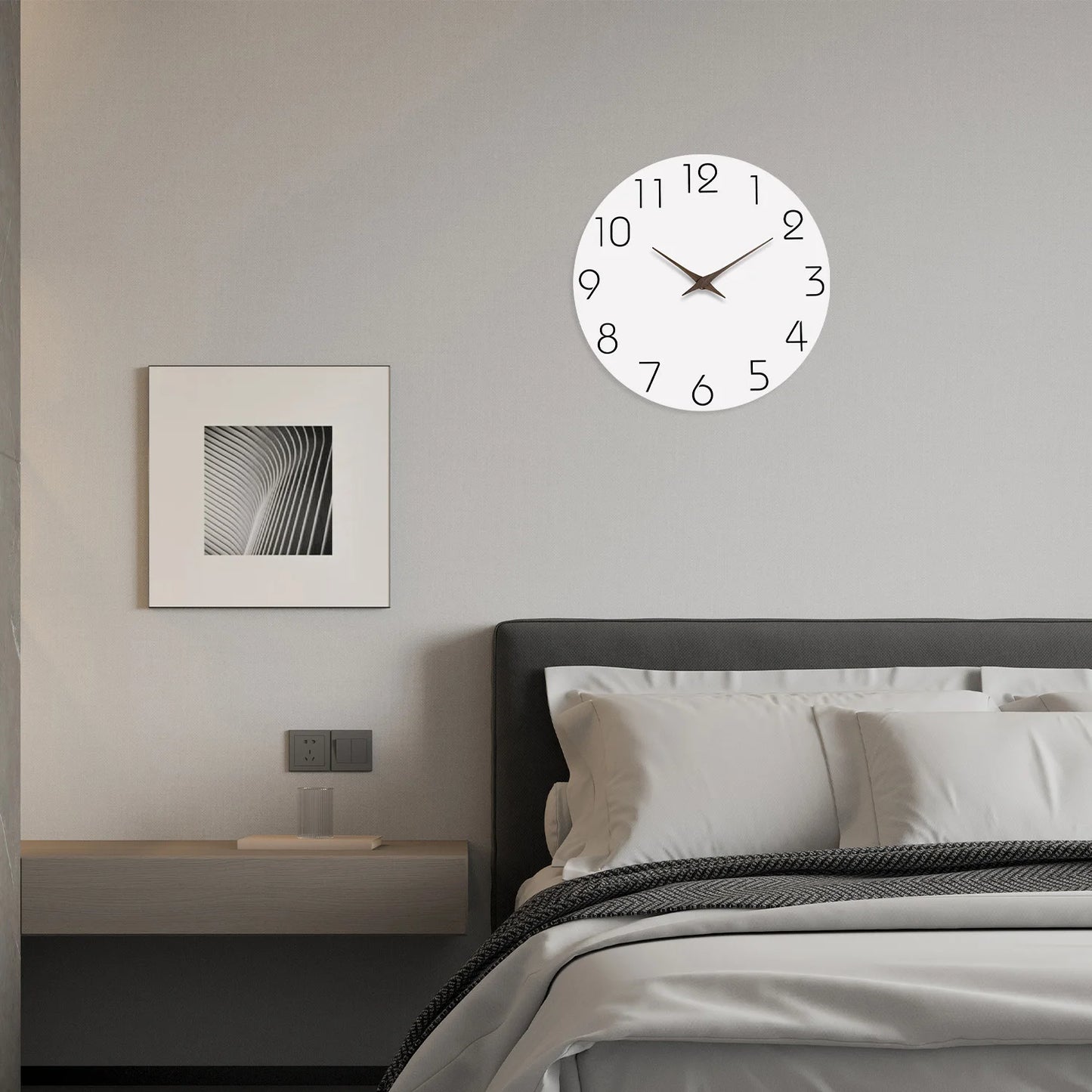 Modern White Pattern Wall Clock - Silent Quartz Decor for Living Room Bedroom Kitchen - 10 to 16 Inches Batteries Not Included - ZOOMNSTORE
