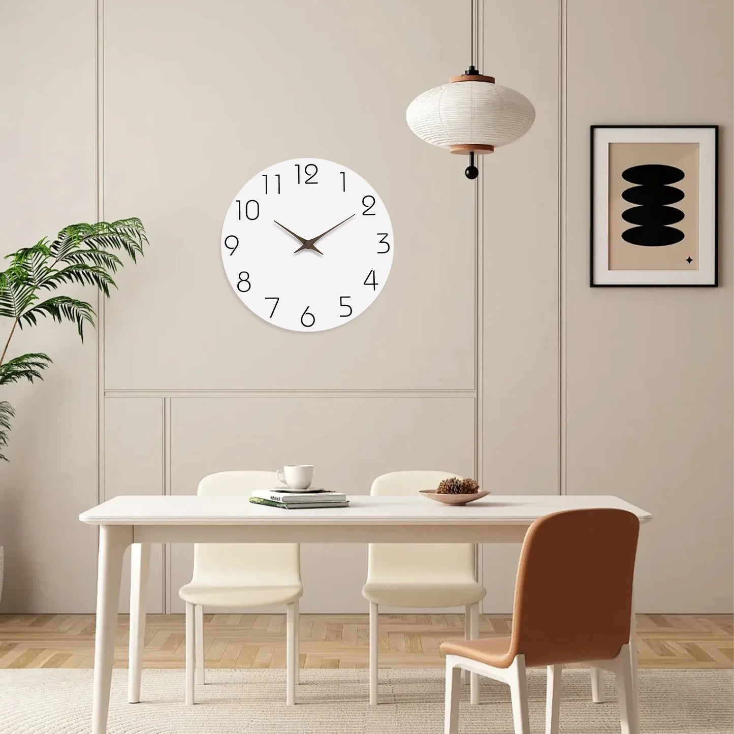 Modern White Pattern Wall Clock - Silent Quartz Decor for Living Room Bedroom Kitchen - 10 to 16 Inches Batteries Not Included - ZOOMNSTORE
