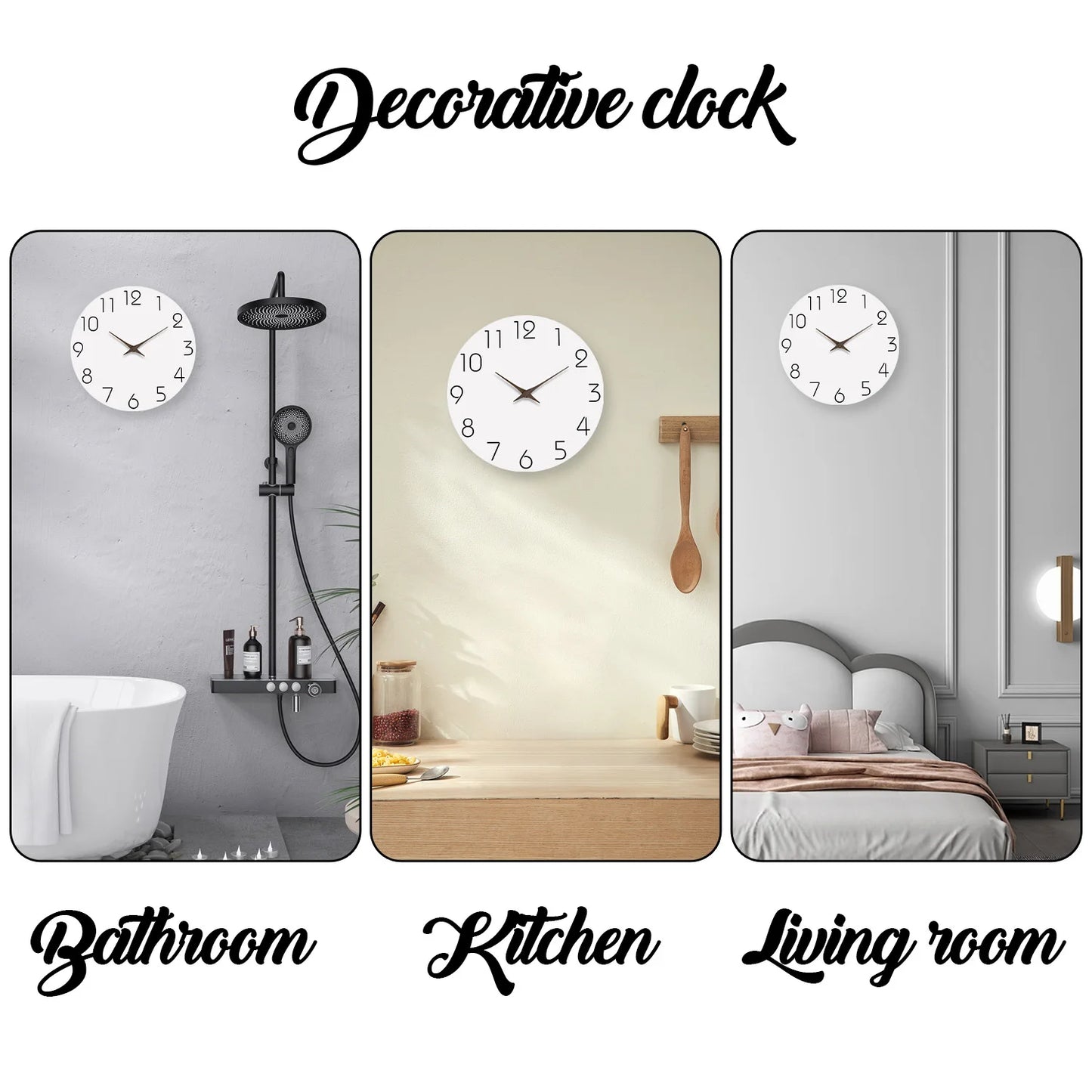 Modern White Pattern Wall Clock - Silent Quartz Decor for Living Room Bedroom Kitchen - 10 to 16 Inches Batteries Not Included - ZOOMNSTORE