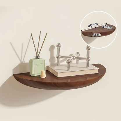 Wooden Wall Shelves - Solid Wood Organizer | Floating Semicircle Shelf For Entryway Storage - ZOOMNSTORE