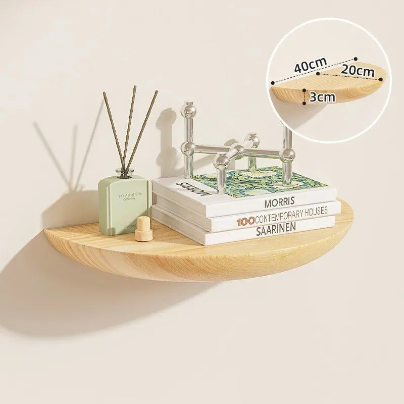 Wooden Wall Shelves - Solid Wood Organizer | Floating Semicircle Shelf For Entryway Storage - ZOOMNSTORE