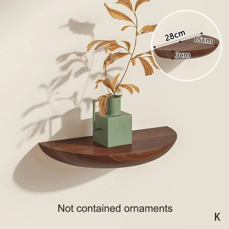 Wooden Wall Shelves - Solid Wood Organizer | Floating Semicircle Shelf For Entryway Storage - ZOOMNSTORE