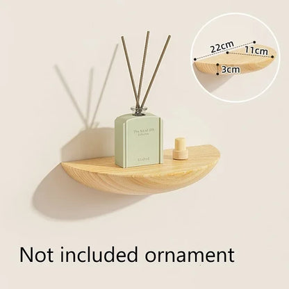 Wooden Wall Shelves - Solid Wood Organizer | Floating Semicircle Shelf For Entryway Storage - ZOOMNSTORE