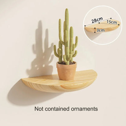 Wooden Wall Shelves - Solid Wood Organizer | Floating Semicircle Shelf For Entryway Storage - ZOOMNSTORE