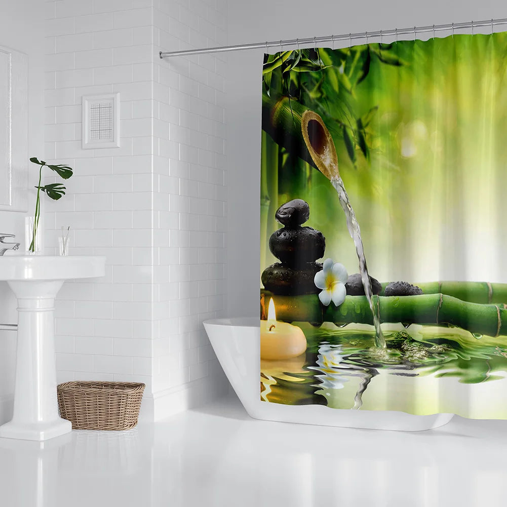 Woodland Nature Shower Curtain - Polyester Bathroom Decor with Hooks - ZOOMNSTORE