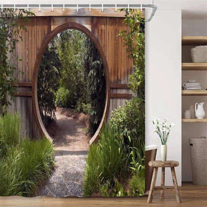 Woodland Nature Shower Curtain - Polyester Bathroom Decor with Hooks - ZOOMNSTORE