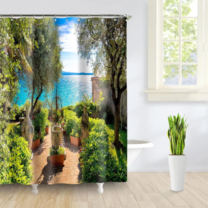 Woodland Nature Shower Curtain - Polyester Bathroom Decor with Hooks - ZOOMNSTORE