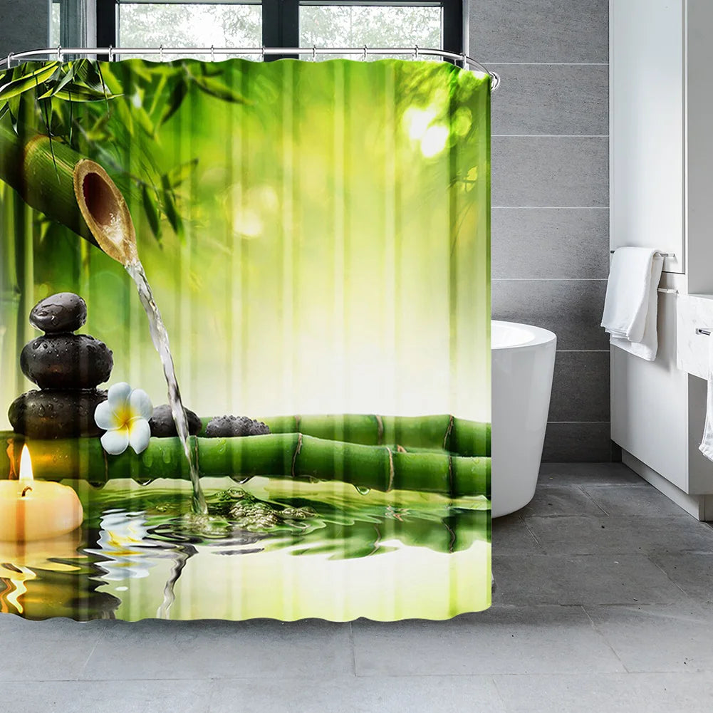 Woodland Nature Shower Curtain - Polyester Bathroom Decor with Hooks - ZOOMNSTORE