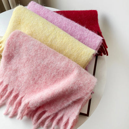 Wool Blend Scarf - Winter Thermal Scarf Women & Men | Soft Mohair Shawl, Keep Warm Muffler - ZOOMNSTORE