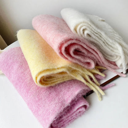 Wool Blend Scarf - Winter Thermal Scarf Women & Men | Soft Mohair Shawl, Keep Warm Muffler - ZOOMNSTORE