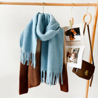 Wool Blend Scarf - Winter Thermal Scarf Women & Men | Soft Mohair Shawl, Keep Warm Muffler - ZOOMNSTORE
