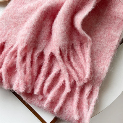 Wool Blend Scarf - Winter Thermal Scarf Women & Men | Soft Mohair Shawl, Keep Warm Muffler - ZOOMNSTORE