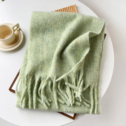 Wool Blend Scarf - Winter Thermal Scarf Women & Men | Soft Mohair Shawl, Keep Warm Muffler - ZOOMNSTORE