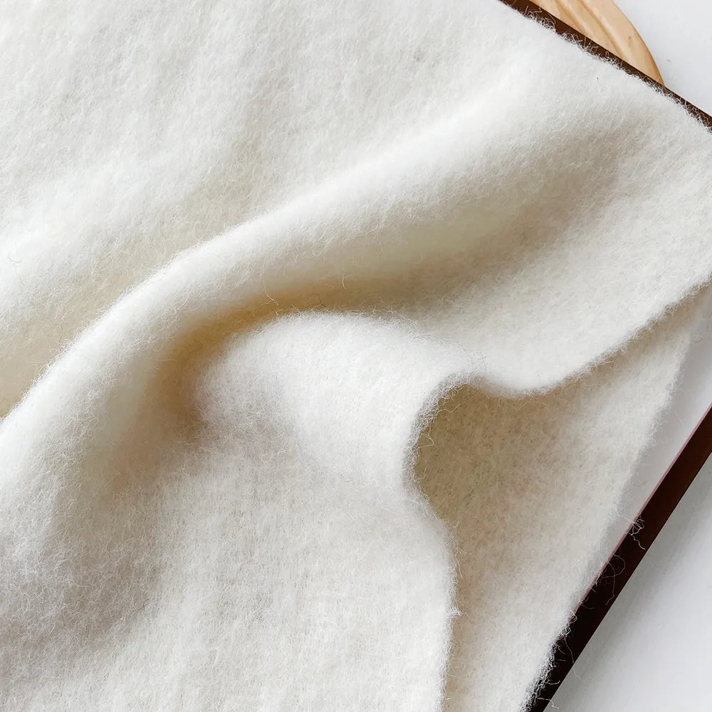Wool Blend Scarf - Winter Thermal Scarf Women & Men | Soft Mohair Shawl, Keep Warm Muffler - ZOOMNSTORE