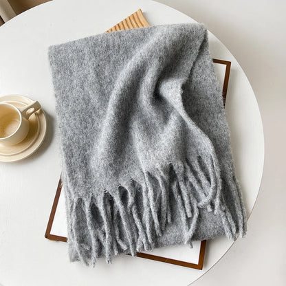Wool Blend Scarf - Winter Thermal Scarf Women & Men | Soft Mohair Shawl, Keep Warm Muffler - ZOOMNSTORE