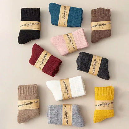 Winter 30% Wool Cashmere Warm Furry Kids Sock Chic Solid Color Calf Sock for Children Thicken Fleece Wool Autumn Warm Stockings - ZOOMNSTORE