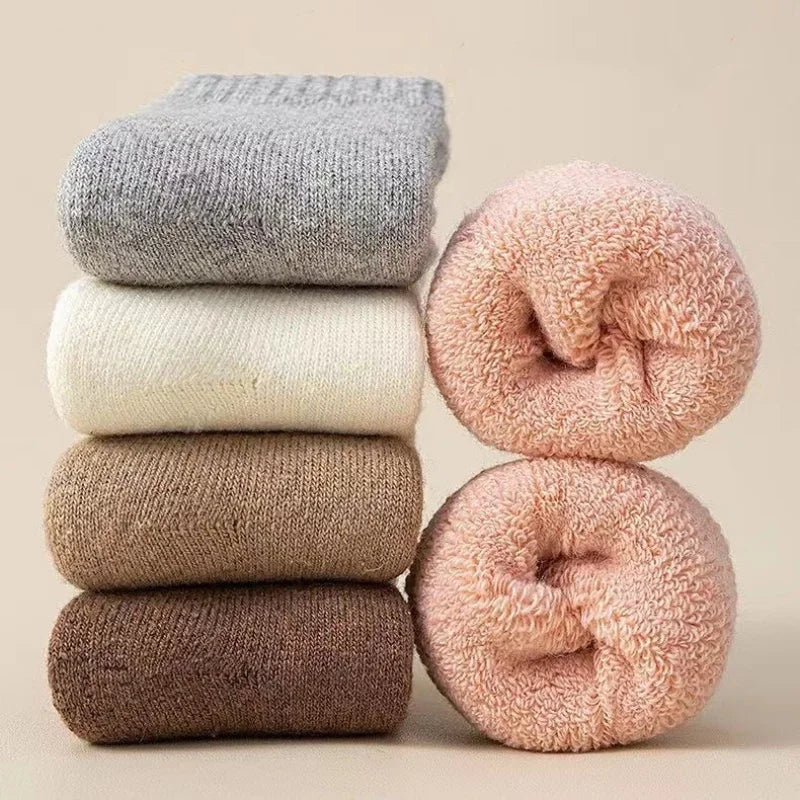 Winter 30% Wool Cashmere Warm Furry Kids Sock Chic Solid Color Calf Sock for Children Thicken Fleece Wool Autumn Warm Stockings - ZOOMNSTORE