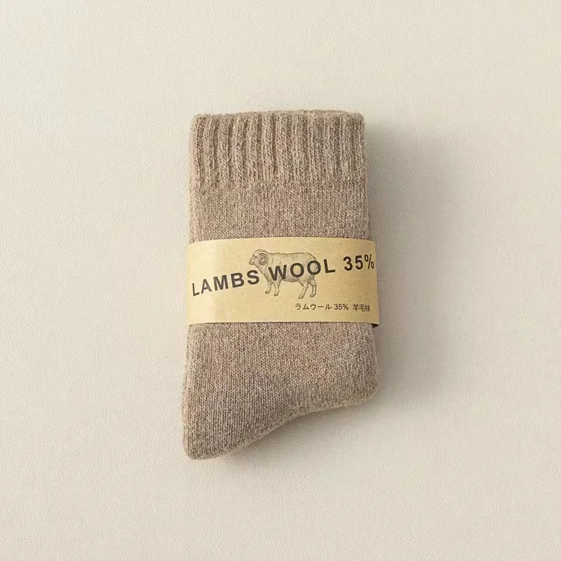 Winter 30% Wool Cashmere Warm Furry Kids Sock Chic Solid Color Calf Sock for Children Thicken Fleece Wool Autumn Warm Stockings - ZOOMNSTORE