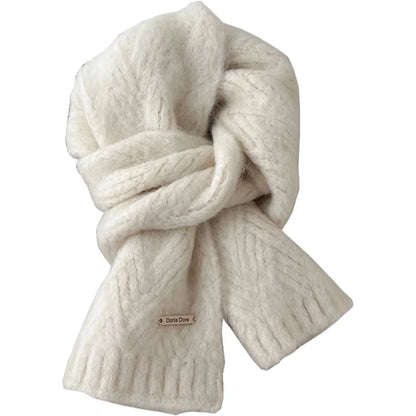 Korean Wool Knit Scarf - Thick Warm Imitation Cashmere Muffler for Women - ZOOMNSTORE