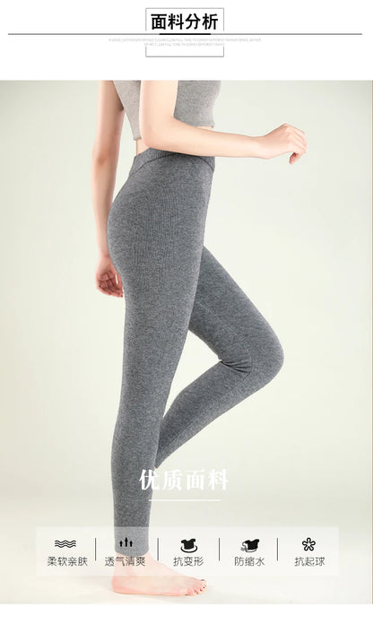 Wool Leggings Women – Slim Fit Autumn Winter Ankle Length Pants With Elastic Waist - ZOOMNSTORE