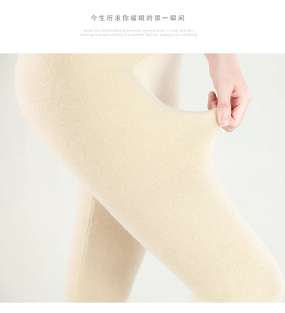 Wool Leggings Women – Slim Fit Autumn Winter Ankle Length Pants With Elastic Waist - ZOOMNSTORE