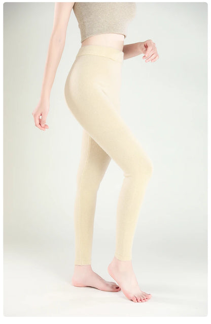 Wool Leggings Women – Slim Fit Autumn Winter Ankle Length Pants With Elastic Waist - ZOOMNSTORE