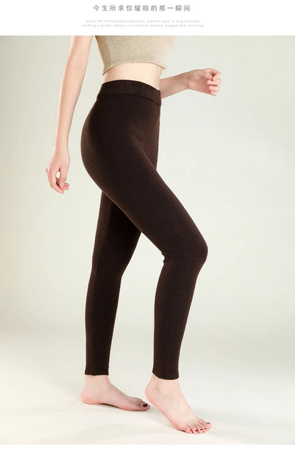 Wool Leggings Women – Slim Fit Autumn Winter Ankle Length Pants With Elastic Waist - ZOOMNSTORE