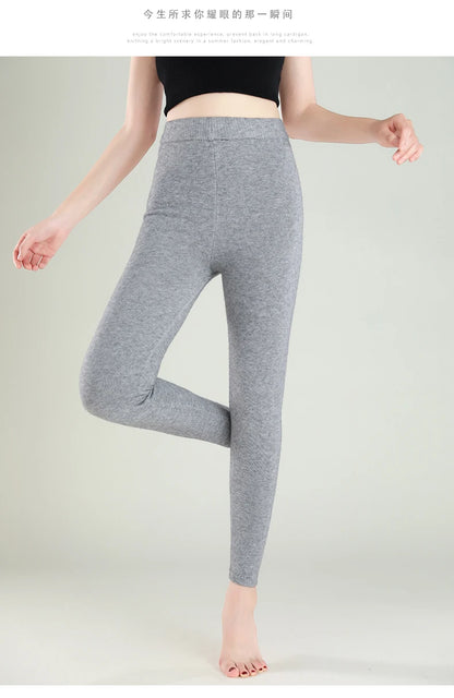 Wool Leggings Women – Slim Fit Autumn Winter Ankle Length Pants With Elastic Waist - ZOOMNSTORE