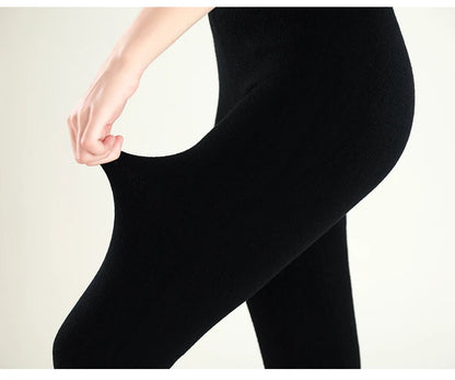 Wool Leggings Women – Slim Fit Autumn Winter Ankle Length Pants With Elastic Waist - ZOOMNSTORE