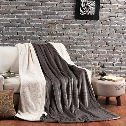 Double-Sided Wool Throw Blanket - Queen Bedspread for Winter Warmth - ZOOMNSTORE