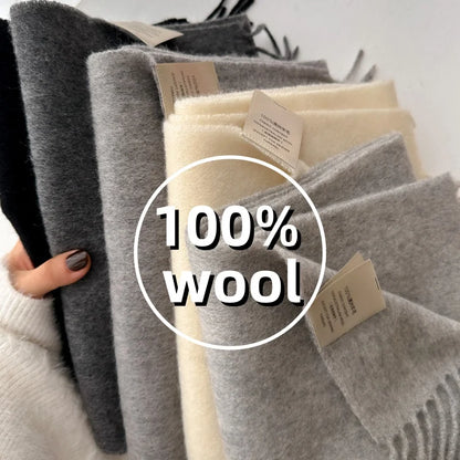 100 Wool Narrow Scarf - Solid Color Warm Winter Scarf for Men  Women - ZOOMNSTORE
