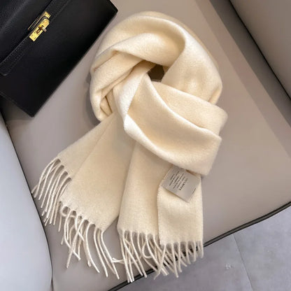 100 Wool Narrow Scarf - Solid Color Warm Winter Scarf for Men  Women - ZOOMNSTORE