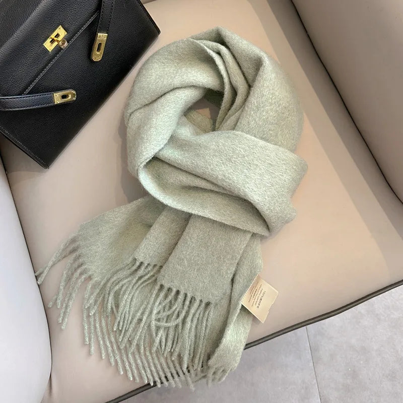 100 Wool Narrow Scarf - Solid Color Warm Winter Scarf for Men  Women - ZOOMNSTORE