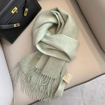 100 Wool Narrow Scarf - Solid Color Warm Winter Scarf for Men  Women - ZOOMNSTORE