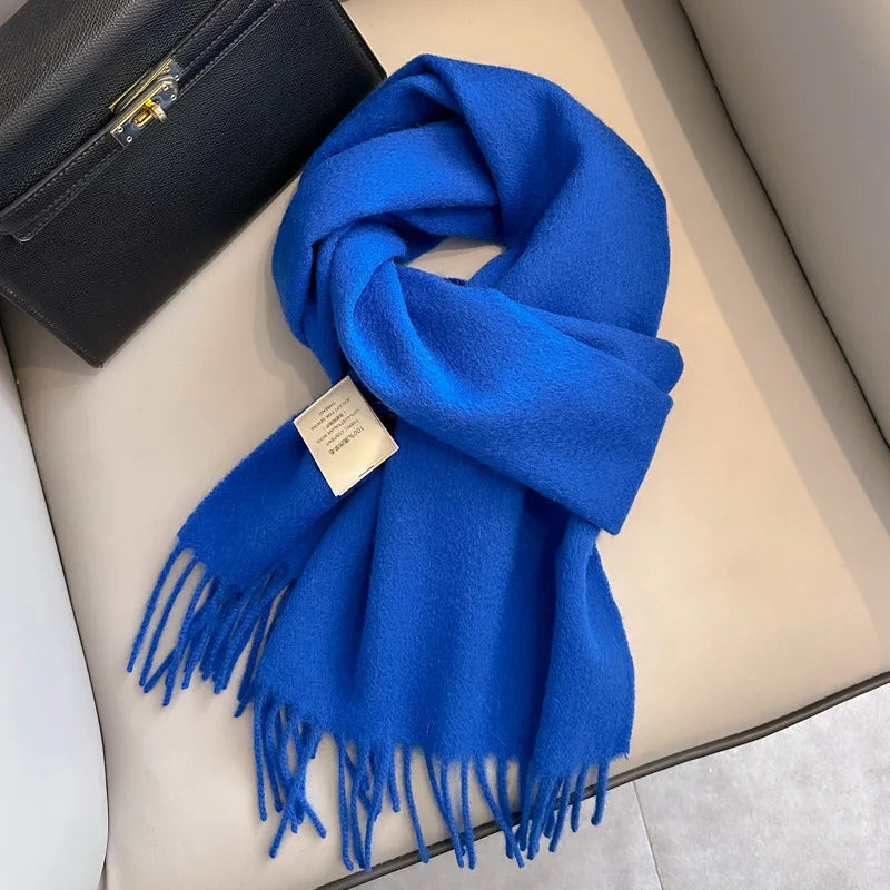 100 Wool Narrow Scarf - Solid Color Warm Winter Scarf for Men  Women - ZOOMNSTORE