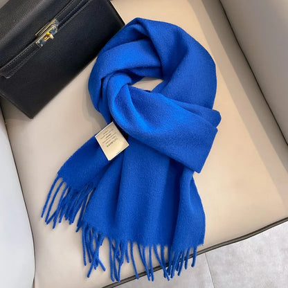 100 Wool Narrow Scarf - Solid Color Warm Winter Scarf for Men  Women - ZOOMNSTORE
