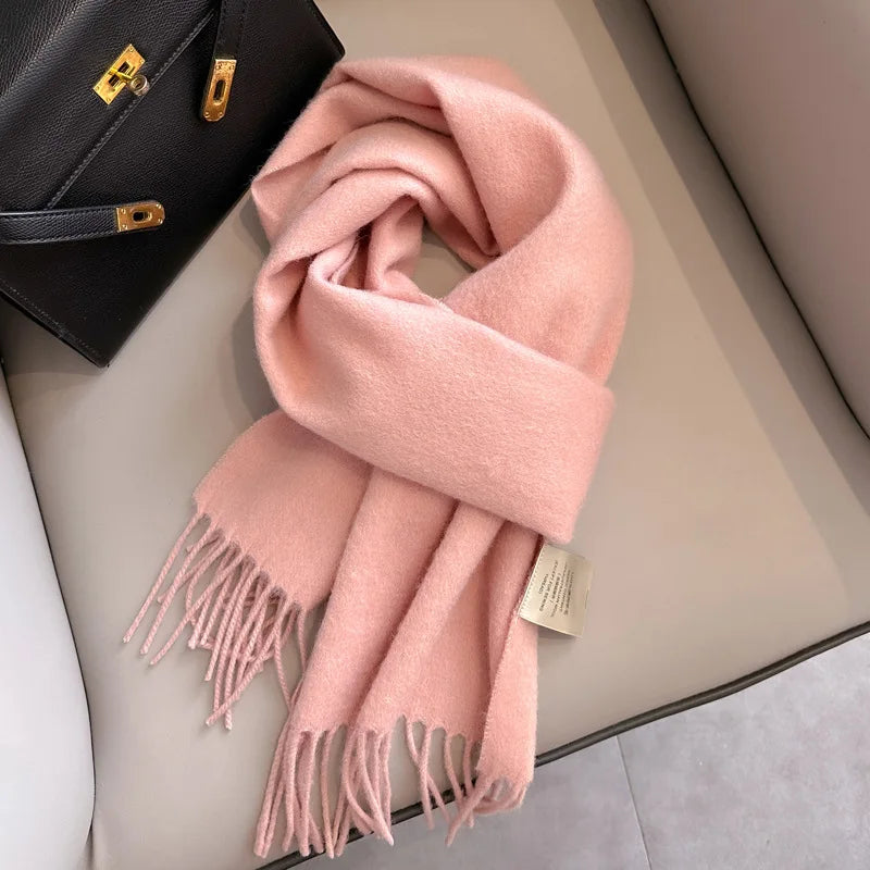 100 Wool Narrow Scarf - Solid Color Warm Winter Scarf for Men  Women - ZOOMNSTORE