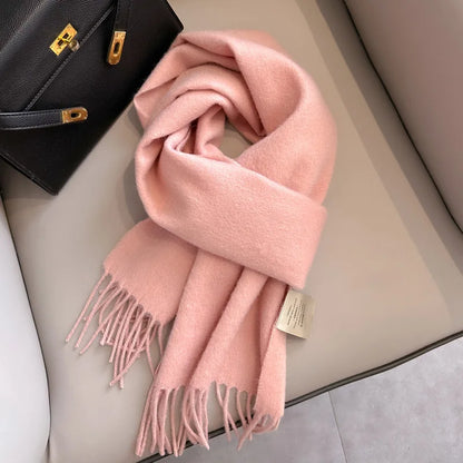 100 Wool Narrow Scarf - Solid Color Warm Winter Scarf for Men  Women - ZOOMNSTORE