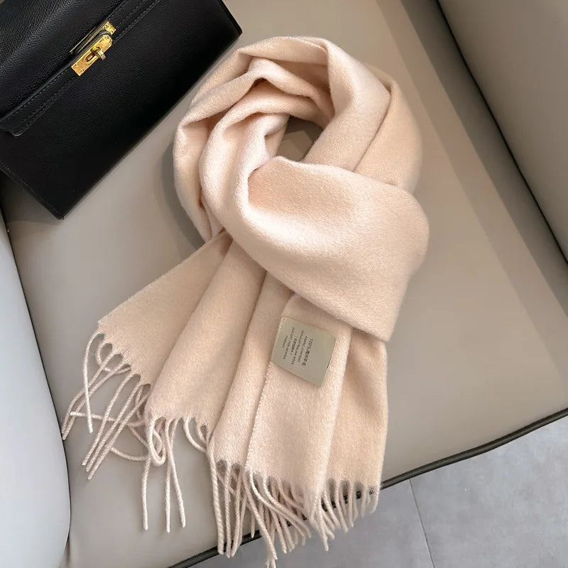 100 Wool Narrow Scarf - Solid Color Warm Winter Scarf for Men  Women - ZOOMNSTORE