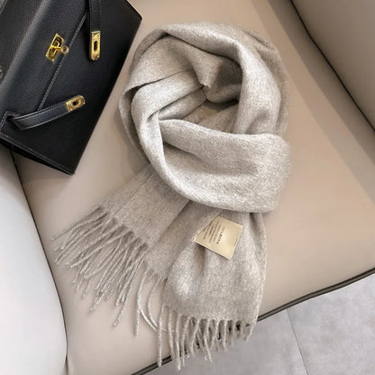100 Wool Narrow Scarf - Solid Color Warm Winter Scarf for Men  Women - ZOOMNSTORE