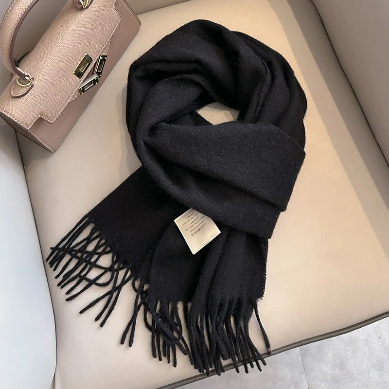 100 Wool Narrow Scarf - Solid Color Warm Winter Scarf for Men  Women - ZOOMNSTORE