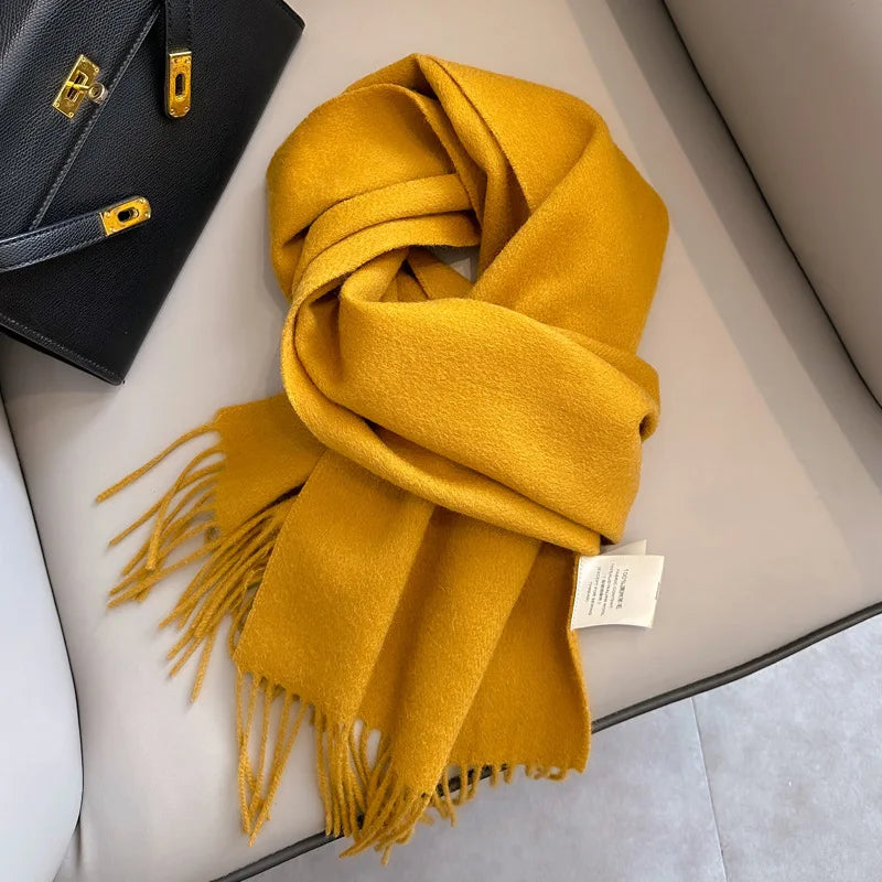 100 Wool Narrow Scarf - Solid Color Warm Winter Scarf for Men  Women - ZOOMNSTORE