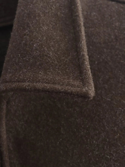 Woolen Jacket Women - Brown Zipper Lapel Short Coat | Elegant Vintage Outerwear - ZOOMNSTORE