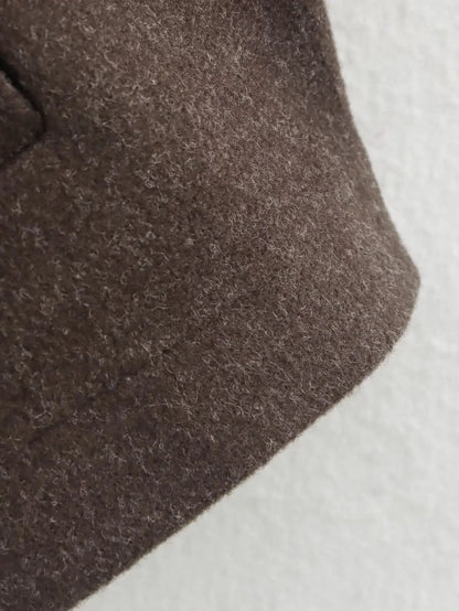Woolen Jacket Women - Brown Zipper Lapel Short Coat | Elegant Vintage Outerwear - ZOOMNSTORE
